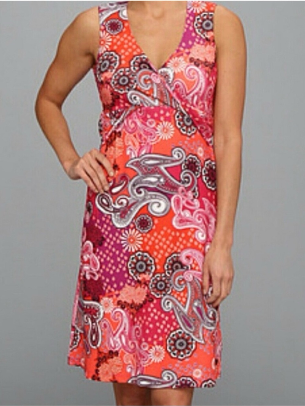 Prana Twist Paisley Dress Womens Small Sleeveless Outdoor Floral‎ Surplice Boho